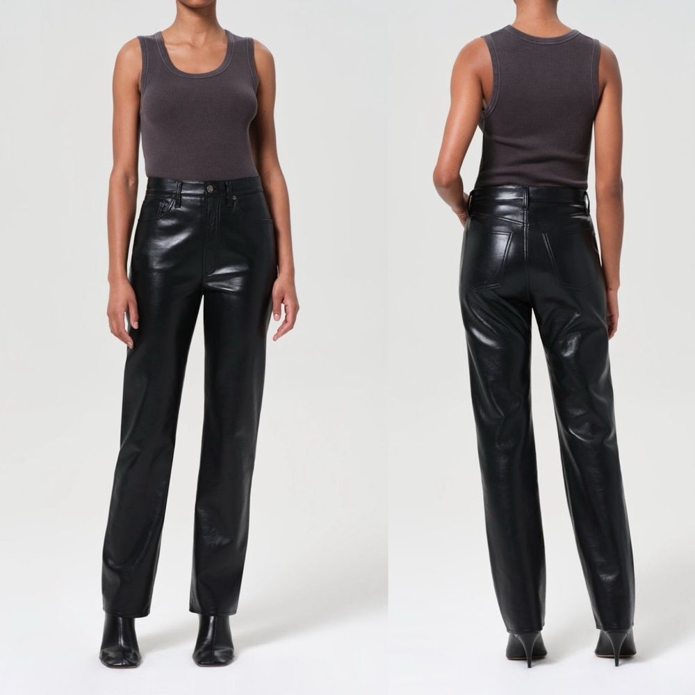 AGolde Recycled Leather 90'S Pinch Waist High Rise Straight Leg Pants 28